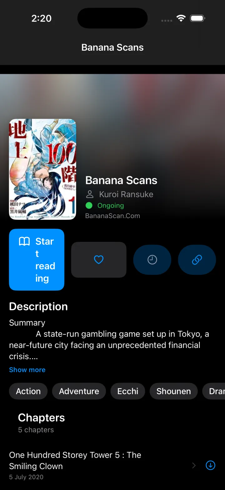 Nyora manga reader on iPhone — Details: Cover, synopsis and chapters for any title.