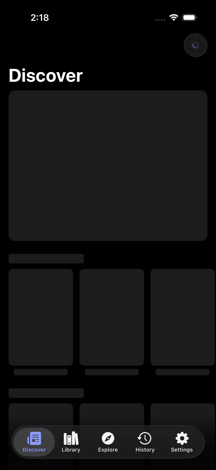 Nyora manga reader on iPhone — Discover: Trending titles surfaced the moment you launch.