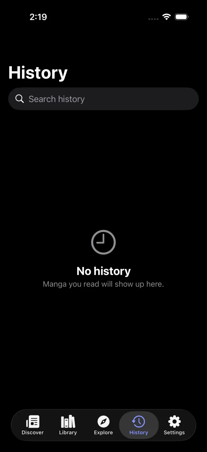 Nyora manga reader on iPhone — History: Resume exactly where you left off.