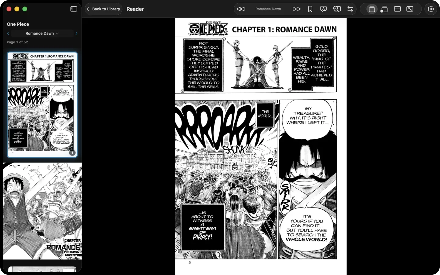 Nyora manga reader on macOS — Reader: A focused desktop reader with per-title settings.