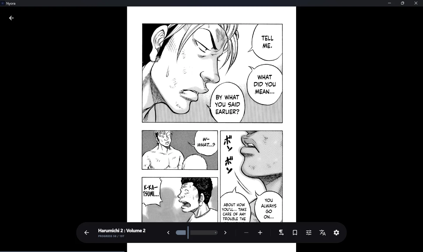 Nyora manga reader on Windows — Reader: A clean, focused reader tuned for the desktop.